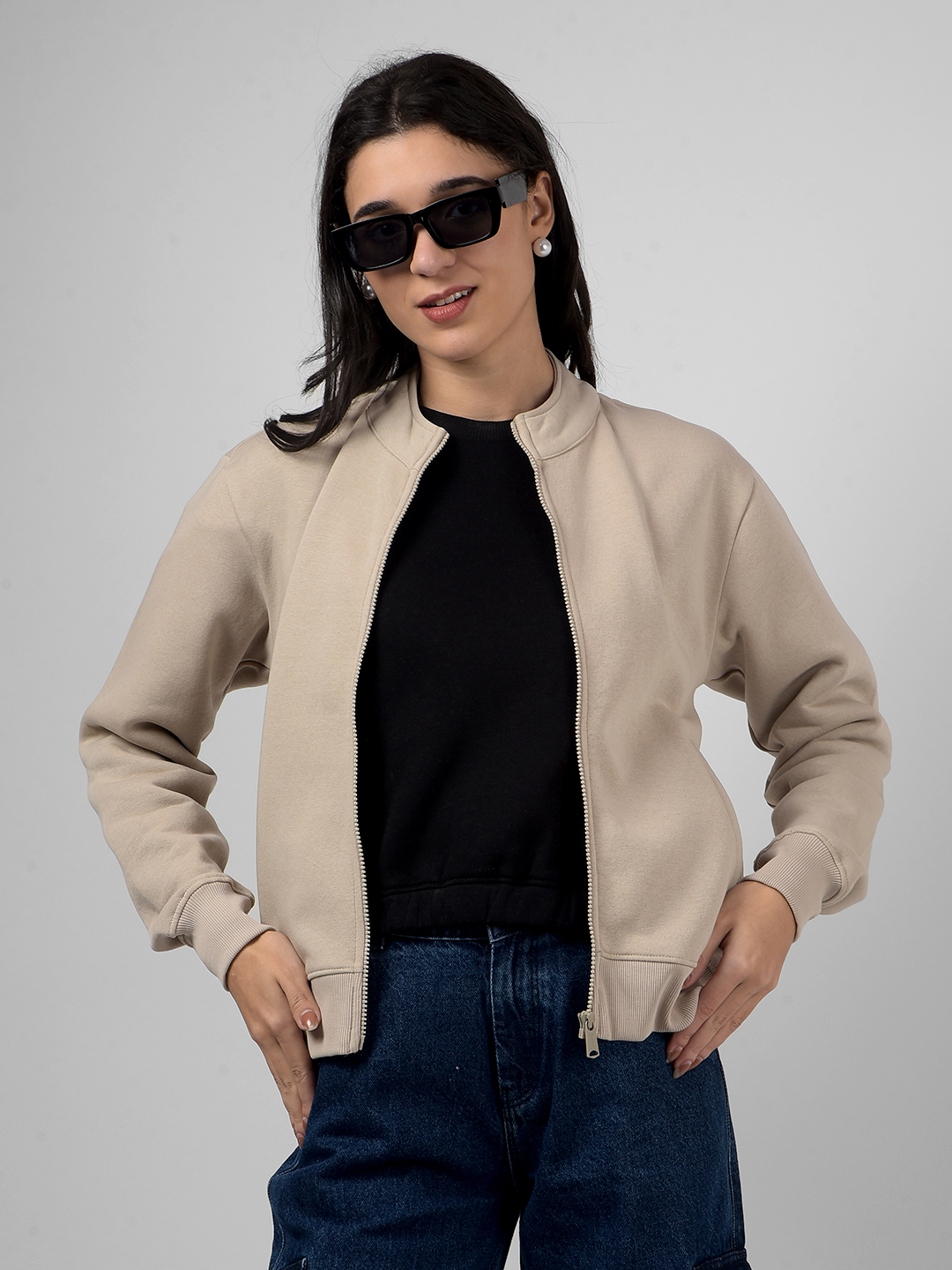 Numero Uno Women Solid Beige Sweat Shirt